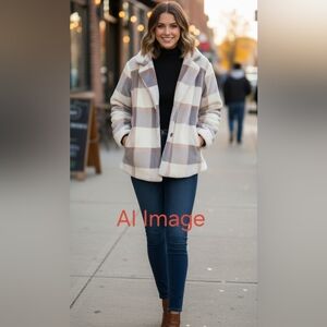 Katydid Brown and Grey Plaid Shacket